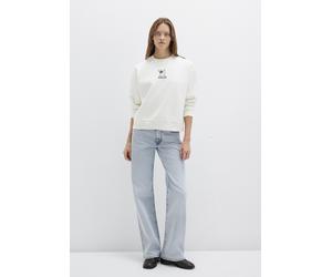 Rundhalspullover MAVI "DOG PRINTED SWEATSHIRT", Damen, Gr. XL, coconut milk, Stoff, 62% Baumwolle, 38% Polyester, oversize normal, Rundhals, normaler Saum, Pullover Rundhalspullover, Sweatshirt Rundha