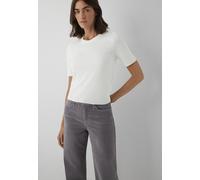 Rundhalspullover MAVI "SHORT SLEEVE TRICOT", Damen, Gr. XS, weiß alyssum, Stoff, 69% Viskose, 31% Polyamid, unifarben, körpernah normal, Rundhals, normaler Saum, Pullover Rundhalspullover, Pullover Ku