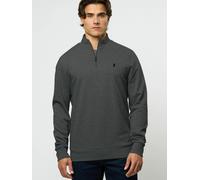 Rundhalspullover MCS "MCS sweatshirt with half-zip MCClement", Herren, Gr. XXL, grau (dunkelgrau melange), Obermaterial: 100% Baumwolle, Pullover Rundhalspullover (61265317-XXL) dunkelgrau melange