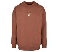Rundhalspullover MERCHCODE "Merchcode Christmas Cute Deer Crewneck", Herren, Gr. 4XL, bark, 65% Baumwolle, 35% Polyester, mehrfarbig, oversize, ohne Ausschnitt, Pullover Rundhalspullover (88707548-4XL