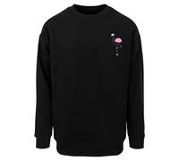 Rundhalspullover MERCHCODE "Merchcode Flamingo Sweat Crewneck", Herren, Gr. S, schwarz, 65% Baumwolle, 35% Polyester, mehrfarbig, oversize, ohne Ausschnitt, Pullover Rundhalspullover (55116037-S) schw