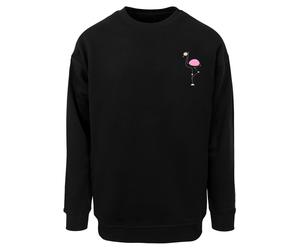 Rundhalspullover MERCHCODE "Merchcode Flamingo Sweat Crewneck", Herren, Gr. S, schwarz, 65% Baumwolle, 35% Polyester, mehrfarbig, oversize, ohne Ausschnitt, Pullover Rundhalspullover (55116037-S) schw