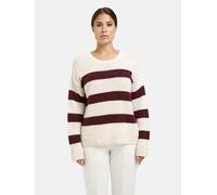 Rundhalspullover MILANO ITALY, Damen, Gr. L, vino print, Material: 30% Polyacryl, 29% Polyamid, 22% Alpaka, 14% Poyester, 5% Wolle, gestreift, oversize normal, Rundhals, Fledermausärmel Rippbündchen,