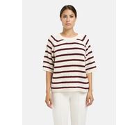 Rundhalspullover MILANO ITALY, Damen, Gr. L, vino print, Strick, Material: 30% Polyacryl, 29% Polyamid, 22% Alpaka, 14% Poyester, 5% Wolle, gestreift, loose fit normal, Rundhals, eingesetzt Rippbündch