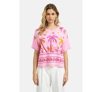 Rundhalspullover MILANO ITALY, Damen, Gr. M, rosa (pink), Feinstrick, Material: 70% Viskose, 30% Polyester, bedruckt, kurz, Rundhals, eingesetzt gerader Abschluss, Pullover Rundhalspullover, aus Feins