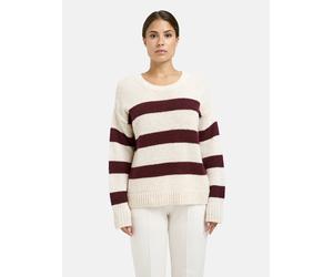 Rundhalspullover MILANO ITALY, Damen, Gr. S, vino print, Strick, Material: 30% Polyacryl, 29% Polyamid, 22% Alpaka, 14% Poyester, 5% Wolle, gestreift, oversize normal, Rundhals, Fledermausärmel Rippbü