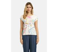 Rundhalspullover MILANO ITALY, Damen, Gr. XL, bunt (light blau print), Feinstrick, Material: 40% Viskose, 30% Polyamid, 20% Polyester, 10% Kaschmir, bedruckt, regular fit normal, Rundhals, Fledermausä