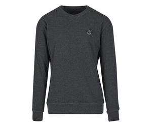 Rundhalspullover MISTERTEE "MisterTee Anchor Sign EMB Light Crew Sweatshirt", Herren, Gr. L, charcoal, 100% Baumwolle, mehrfarbig, normal, Rundhals, Pullover Rundhalspullover (40838549-L) charcoal