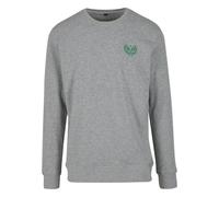 Rundhalspullover MISTERTEE "MisterTee Courtside Sports EMB Light Crew Sweatshirt", Herren, Gr. L, erdgrau, 100% Baumwolle, mehrfarbig, slim fit, Rundhals, Pullover Rundhalspullover (68960153-L) erdgra