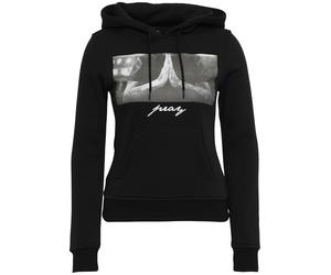 Rundhalspullover MISTERTEE "MisterTee Damen Ladies Pray Hoody", Damen, Gr. S, schwarz, 65% Baumwolle, 35% Polyester, unifarben, normal, ohne Ausschnitt, Pullover Rundhalspullover (18863805-S) schwarz
