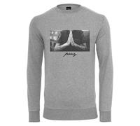 Rundhalspullover MISTERTEE "MisterTee Herren Pray Crewneck", Herren, Gr. L, grau, 60% Baumwolle, 40% Polyester, unifarben, normal, Rundhals, Pullover Rundhalspullover (34995218-L) grau