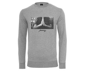Rundhalspullover MISTERTEE "MisterTee Herren Pray Crewneck", Herren, Gr. L, grau, 60% Baumwolle, 40% Polyester, unifarben, normal, Rundhals, Pullover Rundhalspullover (34995218-L) grau