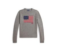 Rundhalspullover mit Flagge L Grey