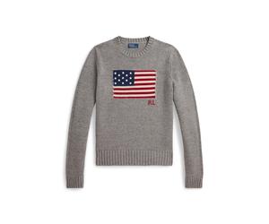 Rundhalspullover mit Flagge M Grey