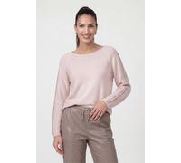 Rundhalspullover MONARI "Pullover Basic Schmuck", Damen, Gr. 44, rosa (hellrosa), Web, Obermaterial: 100% Baumwolle, unifarben, regular fit taillenbedeckt, Rundhals, Raglanärmel gerader Abschluss, Pul