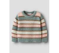 Rundhalspullover NAME IT "NMFLERNORT LS KNIT", Mädchen, Gr. 104, bunt (grün milieu), Strick, Obermaterial: 100% Polyester, regular fit normal, Rundhals, Bündchen, Pullover Rundhalspullover, Kunstfaser