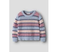 Rundhalspullover NAME IT "NMFLERNORT LS KNIT", Mädchen, Gr. 98, bunt (subdued blau), Strick, Obermaterial: 100% Polyester, regular fit normal, Rundhals, Bündchen, Pullover Rundhalspullover, Kunstfaser