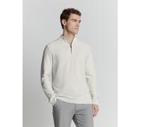 Rundhalspullover NO EXCESS "No Excess Halber Reißverschluss Pullover", Herren, Gr. M, grau (kitt), 100% Baumwolle ( Biologisch), Pullover Rundhalspullover (69166239-M) kitt