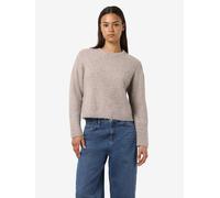 Rundhalspullover NOISY MAY "NMDOLLY L/S O-NECK KNIT FWD NOOS", Damen, Gr. XL (42), silber (silber mink), Strick, Obermaterial: 73% Polyester, 13% Nylon, 8% Wolle, 6% Elasthan, unifarben, taillenbedeck
