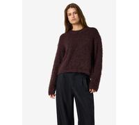 Rundhalspullover NOISY MAY "NMSASSY L/S O-NECK KNIT NOOS", Damen, Gr. S, braun (chocolate plum), Strick, Obermaterial: 69% Polyester, 31% Nylon, unifarben, relaxed fit normal, Rundhals, Pullover Rundh
