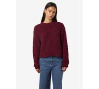 Rundhalspullover NOISY MAY "NMSASSY L/S O-NECK KNIT NOOS", Damen, Gr. XL, rot (windsor wine), Strick, Obermaterial: 69% Polyester, 31% Nylon, unifarben, relaxed fit normal, Rundhals, Pullover Rundhals