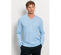 Rundhalspullover OLYMP "OLYMP Strick Casual", Herren, Gr. 3XL, blau (hellblau), Strick, Obermaterial: 100% Schurwolle, regular fit, V-Ausschnitt, Pullover Rundhalspullover (32404250-XXXL) hellblau