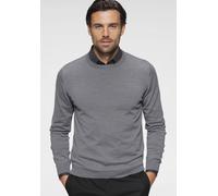 OLYMP Herrenpullover Casual Strick – Rundhals, Single Jersey, Regular Fit, 100% Schurwolle – Silbergrau L