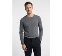 Rundhalspullover OLYMP "OLYMP Strick Casual", Herren, Gr. M (46), grau (anthrazit), Obermaterial: 100% Baumwolle, schmal, Rundhals, Pullover Rundhalspullover, Crew Neck (50035212-M)