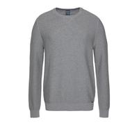 Rundhalspullover OLYMP "OLYMP Strick Casual", Herren, Gr. S, grau, Obermaterial: 100% Baumwolle, schmal, Rundhals, Pullover Rundhalspullover, mit modischem Strukturmuster (30678936-S) grau