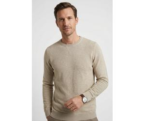 Rundhalspullover OLYMP "OLYMP Strick Casual", Herren, Gr. XL, beige (hellbeige), Obermaterial: 100% Baumwolle, schmal, Rundhals, Pullover Rundhalspullover, mit modischem Strukturmuster (61275411-XL) h