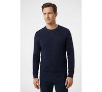 Rundhalspullover OLYMP "OLYMP Strick Casual", Herren, Gr. XL, blau (marine), Obermaterial: 100% Baumwolle, schmal, Rundhals, Pullover Rundhalspullover, mit modischem Strukturmuster (70070662-XL) marin