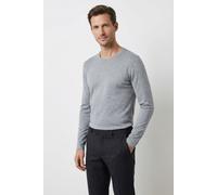 Rundhalspullover OLYMP "OLYMP Strick Casual", Herren, Gr. XL, grau (silbergrau), Obermaterial: 100% Baumwolle, schmal, Rundhals, Pullover Rundhalspullover, Crew Neck (59305916-XL) silbergrau