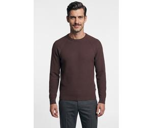 Rundhalspullover OLYMP "Waffle Structure", Herren, Gr. XXL, braun (bordeaux), Strick, Obermaterial: 89% Baumwolle, 11% Polyamid, regular fit, Rundhals, Rippbündchen, Pullover Rundhalspullover, Rundhal