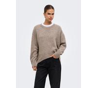 Rundhalspullover ONLY "ONLALIVIA LS HIGH-LOW O-NECK NOOS KNT", Damen, Gr. L, beige (taupe gray detail:melange), Strick, Obermaterial: 84% Polyester, 7% Polyacryl, 5% Wolle, 4% Elasthan, meliert, regul