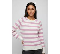 Rundhalspullover ONLY "ONLAMA LIFE LS RAGLAN O-NECK CC KNT", Damen, Gr. S, baby's breath stripes:wild rose melange, aos, Strick, Obermaterial: 80% Polyester, 20% Nylon, gestreift, normal normal, Rundh