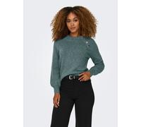 Rundhalspullover ONLY "ONLEMMA LS BUTTON ONECK EX KNT", Damen, Gr. L, balsam grün, Strick, Obermaterial: 50% Polyacryl, 50% Polyester, unifarben, regular fit normal, Rundhals, Rippstrickbündchen, Pull