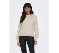 Rundhalspullover ONLY "ONLEMMA LS BUTTON ONECK EX KNT", Damen, Gr. XL, grau (pumice stone), Strick, Obermaterial: 50% Polyacryl, 50% Polyester, unifarben, regular fit normal, Rundhals, Rippstrickbündc