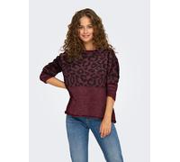 Rundhalspullover ONLY "ONLJADE ANIMAL LS O-NECK NOOS KNT", Damen, Gr. S, port royale pattern:leo, schwarz, Strick, Obermaterial: 81% Polyacryl, 19% Polyester, gemustert, regular fit normal, Rundhals,