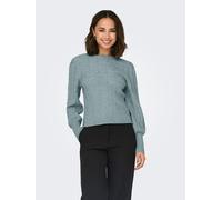Rundhalspullover ONLY "ONLKATIA LS STRUC PUFF ONECK CC KNT", Damen, Gr. L, blau (arona detail:melange), Strick, Obermaterial: 50% Viskose, 27% Nylon, 23% Polyester, meliert, regular fit kurz, Rundhals