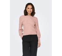 Rundhalspullover ONLY "ONLKATIA LS STRUC PUFF ONECK CC KNT", Damen, Gr. L, rosa (rose smoke detail:with melange), Strick, Obermaterial: 50% Viskose, 27% Nylon, 23% Polyester, meliert, regular fit kurz