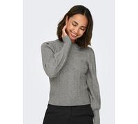 Rundhalspullover ONLY "ONLKATIA LS STRUC PUFF ONECK CC KNT", Damen, Gr. XS, grau (medium grau melange), Strick, Obermaterial: 50% Viskose, 27% Nylon, 23% Polyester, unifarben, modisch, regular fit, Ru