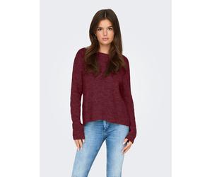 Rundhalspullover ONLY "ONLLOLLI L/S PULLOVER KNT NOOS", Damen, Gr. S, rot (cabernet detail:with melange), Strick, Obermaterial: 82% Polyester, 15% Polyacryl, 3% Elasthan, meliert, regular fit normal,