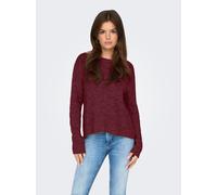 Rundhalspullover ONLY "ONLLOLLI L/S PULLOVER KNT NOOS", Damen, Gr. XS, rot (cabernet detail:with melange), Strick, Obermaterial: 82% Polyester, 15% Polyacryl, 3% Elasthan, meliert, regular fit normal,