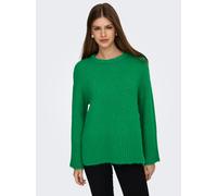 Rundhalspullover ONLY "ONLMAGGIE LIFE LS LOOSE ONEK CC KNT", Damen, Gr. XS, grün (medium grün detail:melange), Strick, Obermaterial: 70% Polyester, 21% Nylon, 8% Wolle, 1% Elasthan, meliert, regular f