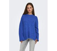 Rundhalspullover ONLY "ONLMAGGIE LIFE LS LOOSE ONEK CC KNT", Damen, Gr. XS, surf the web detail:melange, Strick, Obermaterial: 70% Polyester, 21% Nylon, 8% Wolle, 1% Elasthan, meliert, regular fit, Ru