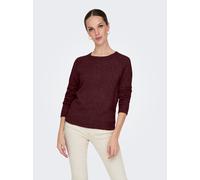 Rundhalspullover ONLY "ONLRICA LIFE L/S PULLOVER KNT NOOS", Damen, Gr. L, rot (zinfandel detail:with melange), Strick, Obermaterial: 93% Polyester, 4% Nylon, 3% Elasthan, meliert, regular fit normal,