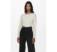 Rundhalspullover ONLY "ONLRICA LIFE L/S PULLOVER KNT NOOS", Damen, Gr. M, braun (birch melange), Strick, Obermaterial: 93% Polyester, 4% Nylon, 3% Elasthan, meliert, regular fit normal, Rundhals, Ripp