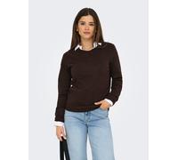 Rundhalspullover ONLY "ONLRICA LIFE L/S PULLOVER KNT NOOS", Damen, Gr. S, braun (chocolate torte detail:with melange), Strick, Obermaterial: 93% Polyester, 4% Nylon, 3% Elasthan, meliert, regular fit