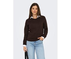 Rundhalspullover ONLY "ONLRICA LIFE L/S PULLOVER KNT NOOS", Damen, Gr. S, braun (chocolate torte detail:with melange), Strick, Obermaterial: 93% Polyester, 4% Nylon, 3% Elasthan, meliert, regular fit