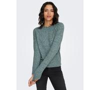 Rundhalspullover ONLY "ONLRICA LIFE L/S PULLOVER KNT NOOS", Damen, Gr. S, grün (sea moss detail:with melange), Strick, Obermaterial: 93% Polyester, 4% Nylon, 3% Elasthan, meliert, regular fit normal,